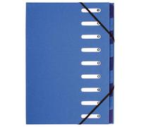Exacompta - Réf. 52982E - Carton de 6 trieurs HARMONIKA Forever - avec élastiques et fenêtres découpées - couverture rigide en papier recy os extensible - 9 compartiments - pour A4 - bleu clair