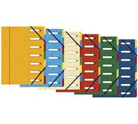 Trieur HARMONIKA® à fenêtres avec élastiques Véritable carte lustrée 7 compartiments - Couleurs assorties
