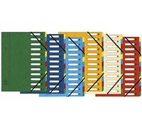 Trieur HARMONIKA® à fenêtres avec élastiques véritable carte lustrée 12 compartiments - Couleurs assorties