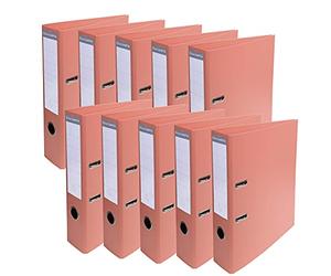 Exacompta - Réf. 53705E - Carton de 10 Classeurs à levier en PVC - Dos de 70 mm - Mécanique 75 mm - Dimensions extérieures : 32 x 29 x 7 cm - Format à classer A4 - Coloris : Saumon