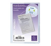Exacompta - Réf. 5383UE - Paquet de 10 étuis de protection pour cartes grises Européennes au format à classer 8,5 x 12,5 cm maxi - étui 6 faces en PVC lisse - Usage intensif - Couleur cristal