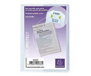 Exacompta - Réf. 5383UE - Paquet de 10 étuis de protection pour cartes grises Européennes au format à classer 8,5 x 12,5 cm maxi - étui 6 faces en PVC lisse - Usage intensif - Couleur cristal