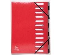 Exacompta - Réf. 53925E - 1 trieur HARMONIKA Iderama - avec élastiques et fenêtres découpées - dos extensible - en carte lustrée pelliculée - 12 compartiments -dim 24,5x32 cm - A4 - couleur rouge