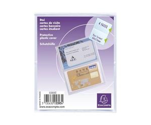 Exacompta - Réf. 5393UE - 1 étui de protection pour carte de crédit/carte bancaire au format à classer 6,4 x 10 cm - étui 4 faces en PVC lisse - Pour un usage intensif - Couleur cristal