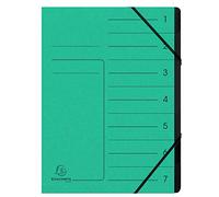 Exacompta - Réf. 540703E - 1 trieur dos agrafé - avec élastiques - couverture imprimée en carte lustrée et intérieur en carte recy noire - 7 compartiments - dim 24,5x 32cm - pour A4 - couleur vert