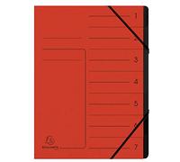 Exacompta - Réf. 540705E - 1 trieur dos agrafé - avec élastiques - couverture imprimée en carte lustrée et intérieur en carte recyclée noire - 7 compartiments - dim 24,5x 32 cm - A4 - couleur rouge
