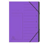 Trieur agrafé avec élastiques intérieur noir 7 compartiments - A4 - Violet