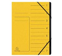 Exacompta Trieur agrafé avec élastiques, intérieur noir, 7 compartiments, A4 Jaune