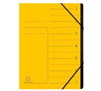 Exacompta - Réf. 540709E - Carton de 10 trieurs dos agrafé - avec élastiques - couverture imprimée en carte lustrée et intérieur en carte recyclée noire - 7 compartiments - 24,5x 32 cm - A4 - jaune