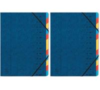 Exacompta - Réf. 54122E - 1 trieur dos agrafé - avec élastiques - couverture imprimée en carte lustrée et intérieur en carte recy 12 compartiments - dim 24,5x 32 cm - pour A4 - couleur bleu