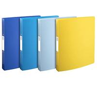 Exacompta - Réf. 54140E - Lot de 4 classeurs semi-rigides Bee Blue - 2 anneaux ronds diamètre 30 mm - dos 40 mm - dimensions extérieures 32 x 26,8 cm - format à classer A4 maxi - couleurs assorties