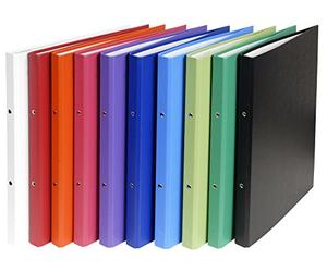 Exacompta - réf. 54150E - Carton de 20 classeurs rigides en PP - 2 anneaux ronds diamètre 15 mm - Dos 20 mm - Dimensions extérieures : 32 x 25,6 cm - Format à classer A4-10 couleurs assorties
