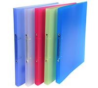 Exacompta - Réf. 54169E - 1 Classeur souple PP translucide Chromaline - 2 anneaux ronds diamètre 15 mm - Dos 20 mm - Dimensions extérieures : 32 x 25 cm - Format à classer A4 - 5 couleurs aléatoires