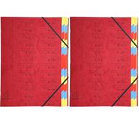 Exacompta - Réf. 54245E - 1 trieur dos agrafé - avec élastiques - couverture imprimée en carte lustrée et intérieur en carte recy 24 compartiments - dim 24,5x 32 cm - pour A4 - couleur rouge