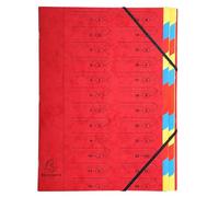 Exacompta 8x Trieur agrafé avec élastiques 24 compartiments Rouge 54245E