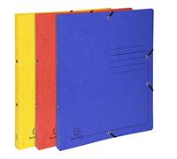 Exacompta - réf. 542550E - 1 paquet de 5 classeurs carte lustrée imprimées avec élastiques - 2 anneaux ronds de 15 mm - Dimensions extérieures : 32 x 25 cm - Format à classer A4 - 3 couleurs assorties