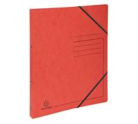 Exacompta - réf. 542555E - Carton de 10 classeurs carte lustrée imprimée avec élastiques - 2 anneaux ronds diam.15 mm - Dos 20 mm - Dimensions extér. 32 x 25 cm - Format à classer A4 - Coloris rouge