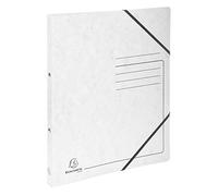 Exacompta - réf. 542556E - Carton de 10 classeurs carte lustrée imprimée avec élastiques - 2 anneaux ronds diam.15 mm - Dos 20 mm - Dimensions extér. 32 x 25 cm - Format à classer A4 - Coloris blanc