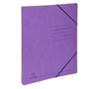 Exacompta - réf. 542558E - Carton de 10 classeurs carte lustrée imprimée avec élastiques - 2 anneaux ronds diam.15 mm - Dos 20 mm - Dimensions extér. 32 x 25 cm - Format à classer A4 - Coloris violet