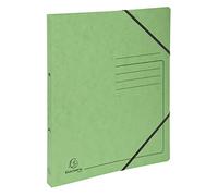 Exacompta - réf. 542563E - Carton de 10 classeurs carte lustrée imprimée avec élastiques - 2 anneaux ronds diam.15mm - Dos 20mm - Dimensions extér.32 x 25 cm - Format à classer A4 - Coloris tilleul
