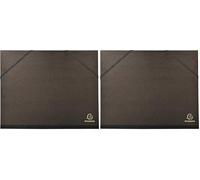 Exacompta - Réf. 547100E - 1 carton à dessin kraft noir vernis - avec élastiques - dos toilé - garde noire - dimensions 26 x 33 cm - formats à classer A4 et 240 x 320 mm - couleur noir (Lot de 2)