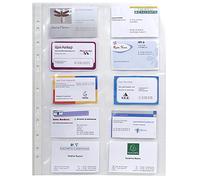 Exacompta - Réf. 55046E - Sachet de 10 pochettes perforées pour cartes de visite 10 emplacements - Polypropylène lisse 11/100ème - perforation universelle 11 trous - Format à classer A4 - Incolore