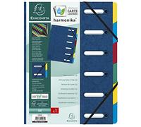 Trieur HARMONIKA® à fenêtres avec élastiques véritable carte lustrée 6 compartiments - Bleu