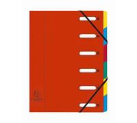 Exacompta - Réf. 55065E - Carton de 8 trieurs HARMONIKA - avec élastiques et fenêtres découpées - couverture en carte lustrée - dos extensible - 6 compartiments - pour A4 - dim 24,5 x 32 cm - rouge
