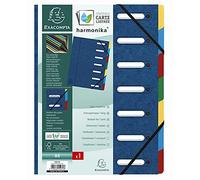 Exacompta Trieur HARMONIKA® à fenêtres avec élastiques - carte lustrée - 7 compartiments - Bleu