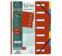 Trieur HARMONIKA® à fenêtres avec élastiques Véritable carte lustrée 7 compartiments - Rouge