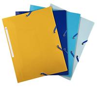 Exacompta - Réf. 55110E - Paquet de 4 chemises à élastiques Bee Blue - pochette 3 rabats - en polypropylène recyclé - dimensions 24 x 32 cm pour documents au format A4 - couleurs assorties