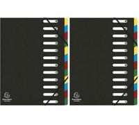 Exacompta - Réf. 55121E - 1 trieur HARMONIKA - avec élastiques et fenêtres découpées - couverture en carte lustrée - dos extensible - 12 compartiments - pour A4 - dim 24,5 x 32 cm - couleur noir