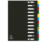 Exacompta 6x Trieur à fenêtres véritable 12 compartiments Noir 55121E