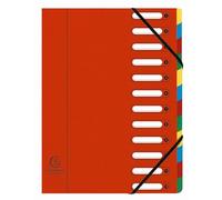 Exacompta - Réf. 55125E - Carton de 6 trieurs HARMONIKA - avec élastiques et fenêtres découpées - couverture en carte lustrée - dos extensible - 12 compartiments - pour A4 - dim 24,5 x 32 cm - rouge
