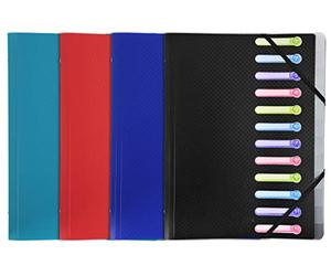 Exacompta - Réf. 55180E - 1 trieur Opak - 3 rabats - avec élastiques et fenêtres découpées - couverture et intérieur en PP - 12 compartiments - dim 25x32cm - pour A4 - couleurs aléatoires
