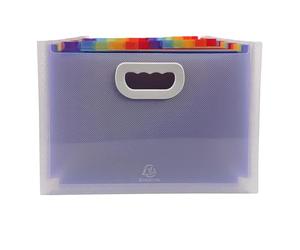 Exacompta - Réf. 55198E - 1 trieur valisette extensible avec poignées - couverture et intérieur en PP - avec 2 porte-étiquettes sur la face - 24 compartiments - dim 33x23,5x25 cm - couleur cristal