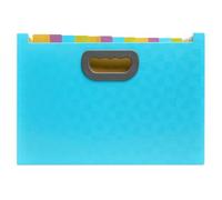 Exacompta - Réf. 55199E - 1 Trieur valisette extensible ouvert avec poignées Pop'Nco - couverture en PP recyclé - intérieur en PP - 24 compartiments - dim 33x23,5x25 cm - couleur cyan