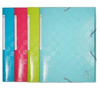 Exacompta - Réf. 55220E - Paquet de 6 chemises à élastiques 1928 - pochettes 3 rabats Maxi Capacity - en carte lustrée gaufrée pelliculée 600 g/m2 - dim 24 x 32cm pour format A4 - couleurs assorties