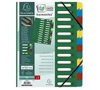 Trieur HARMONIKA® à fenêtres avec élastiques véritable carte lustrée 24 compartiments - Vert