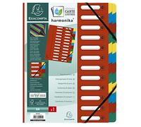 Exacompta - 1 trieur HARMONIKA - Couverture en carte lustrée - Format A4 | Avec élastiques et fenêtres découpées - Dos extensible - 24 compartiments - Dim. 24,5 x 32 cm - Couleur rouge