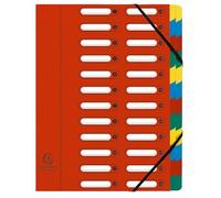 Exacompta - Réf. 55245E - Carton de 4 trieurs HARMONIKA - avec élastiques et fenêtres découpées - couverture en carte lustrée - dos extensible - 24 compartiments - pour A4 - dim 24,5 x 32 cm - rouge
