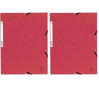 Exacompta - Réf. 55305E - 1 chemise à élastiques - pochette 3 rabats - en carte lustrée 355 g/m2 - dimensions 24 x 32 cm pour documents au format A4 - couleur rouge (Lot de 2)