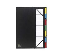Exacompta - Réf. 55321E - 1 trieur Ordonator - avec élastiques - couverture rigide en carton - onglets neutres - porte-étiquette - 7 compartiments - dim 23,5x 33,5 cm - pour A4 - couleur noir