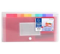 Exacompta - Réf. 55398E - Carton de 5 trieurs valisette midi Crystal - couverture et intérieur en PP - dos extensible - fermeture par bouton poussoir - 7 compartiments - dim 26x14 cm - cristal