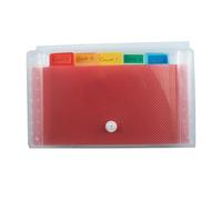 Exacompta - Réf. 55498E - Carton de 5 trieurs valisette pocket Crystal - couverture et intérieur en PP - dos extensible - fermeture par bouton poussoir - 6 compartiments - dim 18x11 cm - cristal