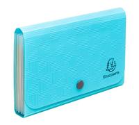 Exacompta - Réf. 55499E - 1 Trieur valisette pocket Pop'N Co - couverture en PP recyclé 5/10ème et intérieur en PP - 6 compartiments - fermeture par bouton pression - dim 18x11 cm - couleur cyan