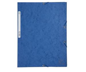 Exacompta - Réf. 55502E - 1 chemise à élastiques - pochette 3 rabats - en carte lustrée 400 g/m2 - dimensions 24 x 32 cm pour documents au format A4 - couleur bleu