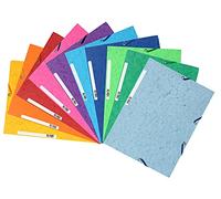 Exacompta - Réf. 55510E - Paquet de 10 chemises à élastiques - pochettes 3 rabats - en carte lustrée 400 g/m2 - dimensions 24 x 32 cm pour documents au format A4 - 10 couleurs assorties
