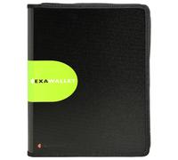 Exacompta - Réf. 55534E - Carton de 5 conférenciers Exawallet - livré avec un bloc papier A4 ligné et une calculatrice solaire - en PP haute résistance - fermeture zip intégrale - couleur noir