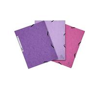 Exacompta 55574E 17x Lot de 3 chemises A4 à élastique et 3 rabats, Colorspan 400 g/m² - Candy